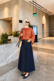 Turuncu Çıkarılabilir Fularlı Basic Bluz