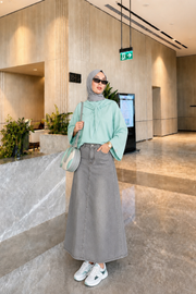 Su Yeşili Çıkarılabilir Fularlı Basic Bluz