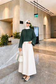 Yeşil Çıkarılabilir Fularlı Basic Bluz