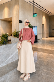 Gül Kurusu Çıkarılabilir Fularlı Basic Bluz