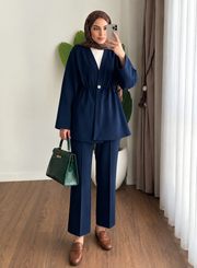 Lacivert Double Krep Alt Üst Takım